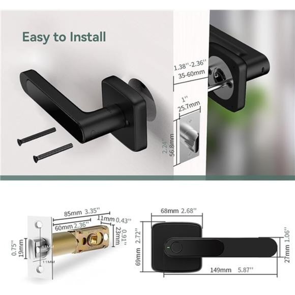 Fingerprint Smart Door Lock with Handle Biometric with App Control - Picture 6 of 6
